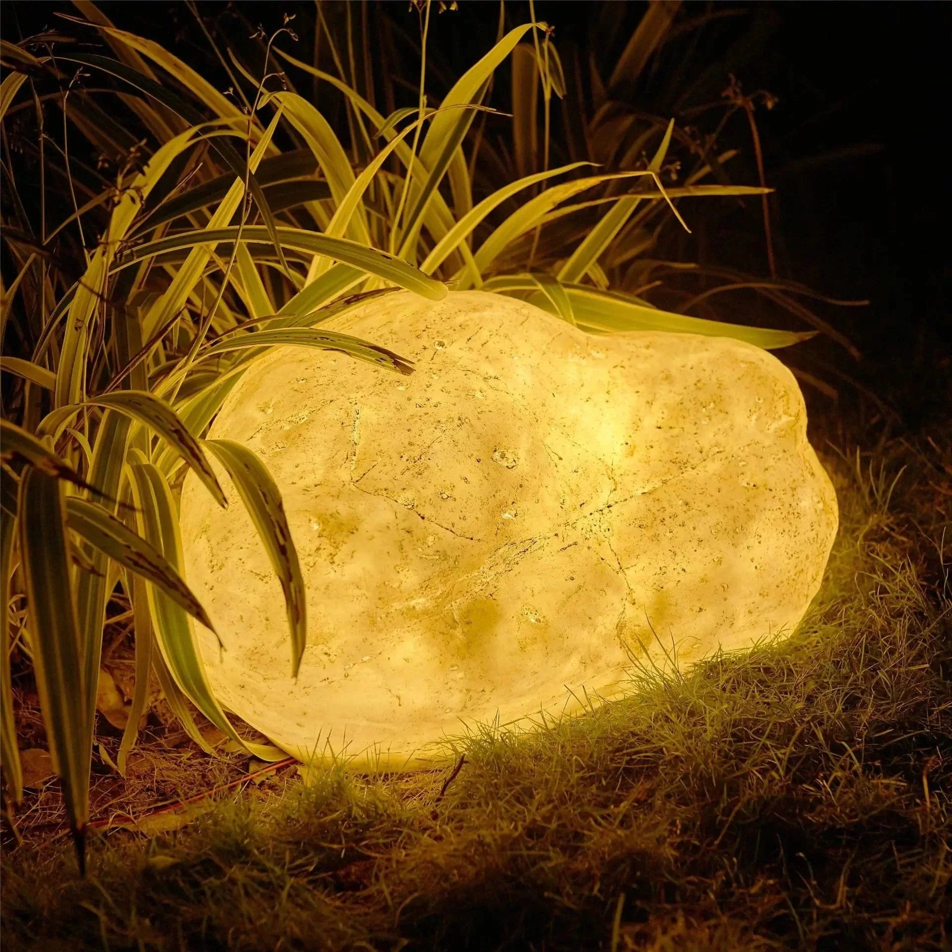 Vibrant Stone Outdoor Lamp Garden Light | Solar or Wired LED | Resin Rock Design | IP65 Waterproof E27 Pathway Lighting