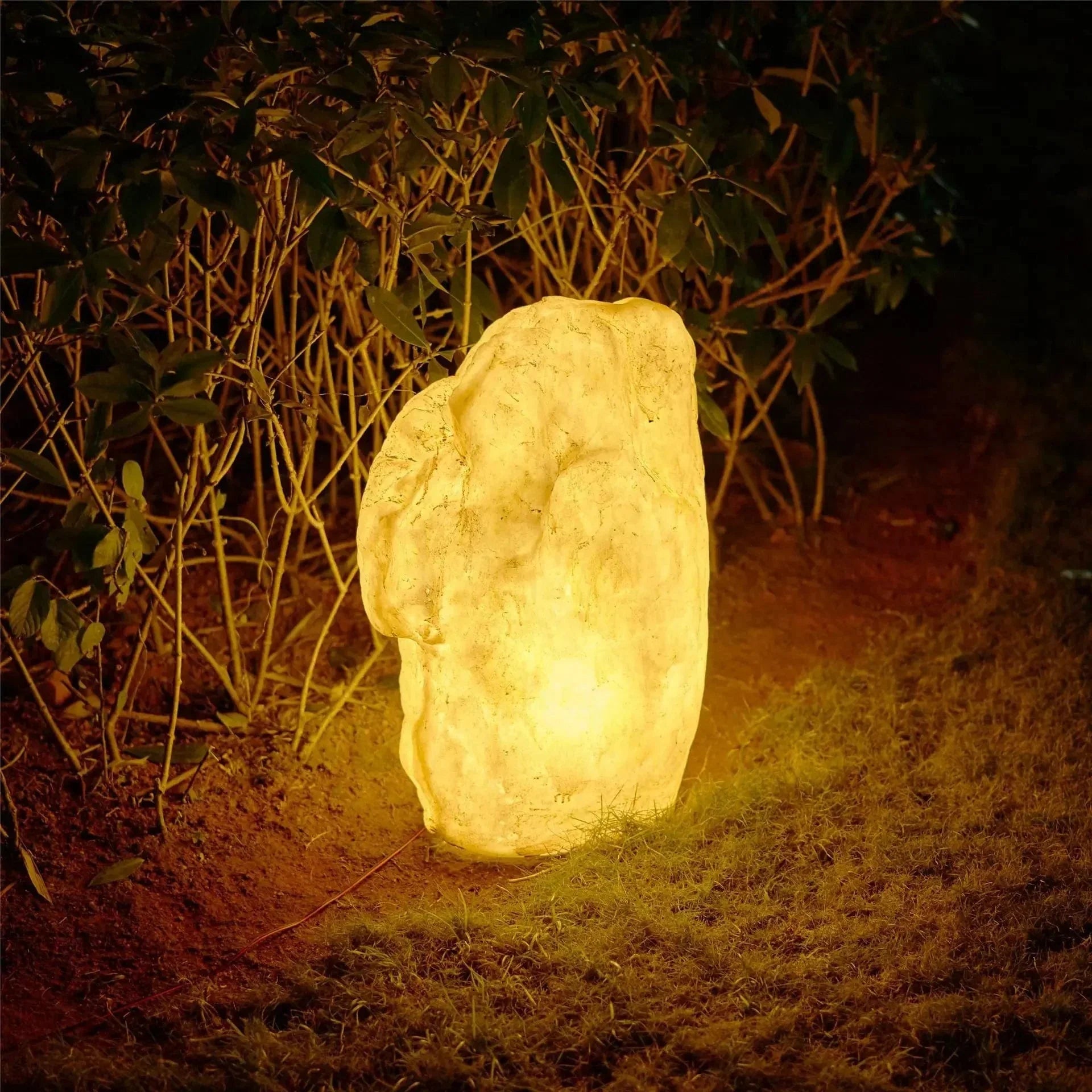 Vibrant Stone Outdoor Lamp Garden Light | Solar or Wired LED | Resin Rock Design | IP65 Waterproof E27 Pathway Lighting