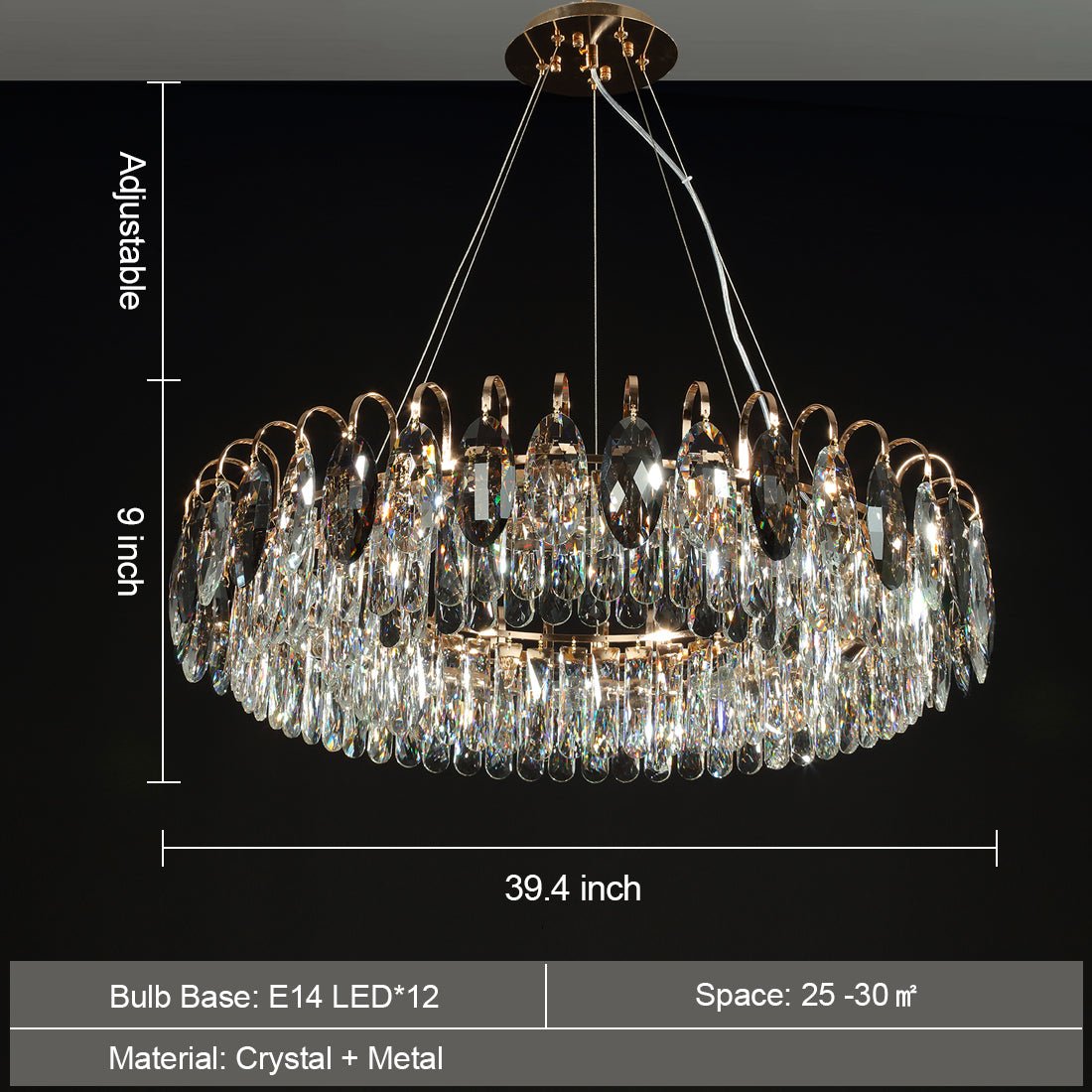 Luxe K9 Crystal Chandelier