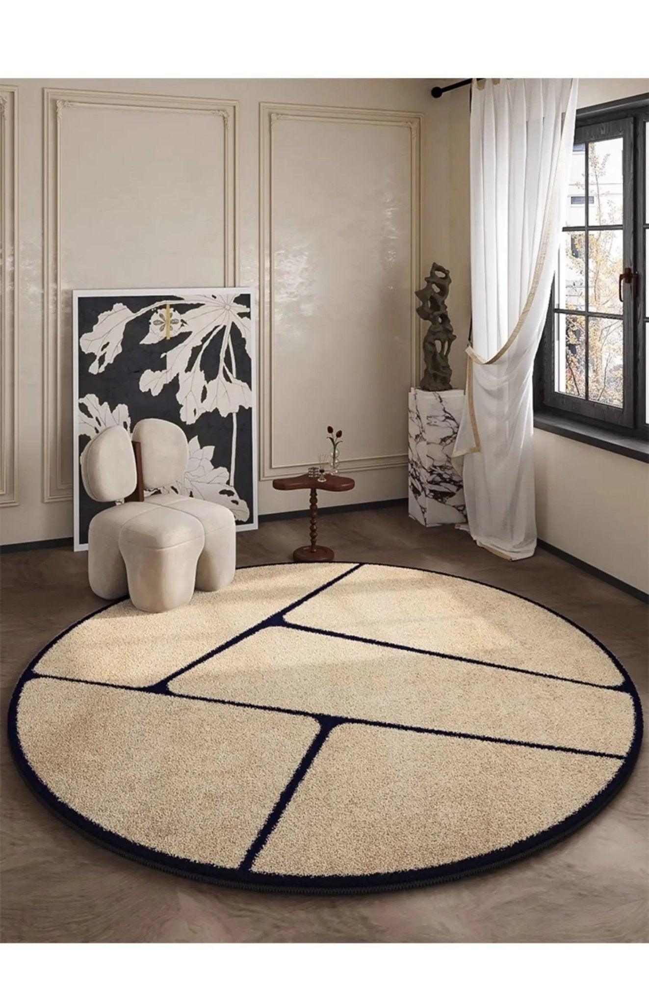 LunaWeave | Round Rug for Home | Luxurious French Style Rug |Soft, Elegant & Easy to Care For