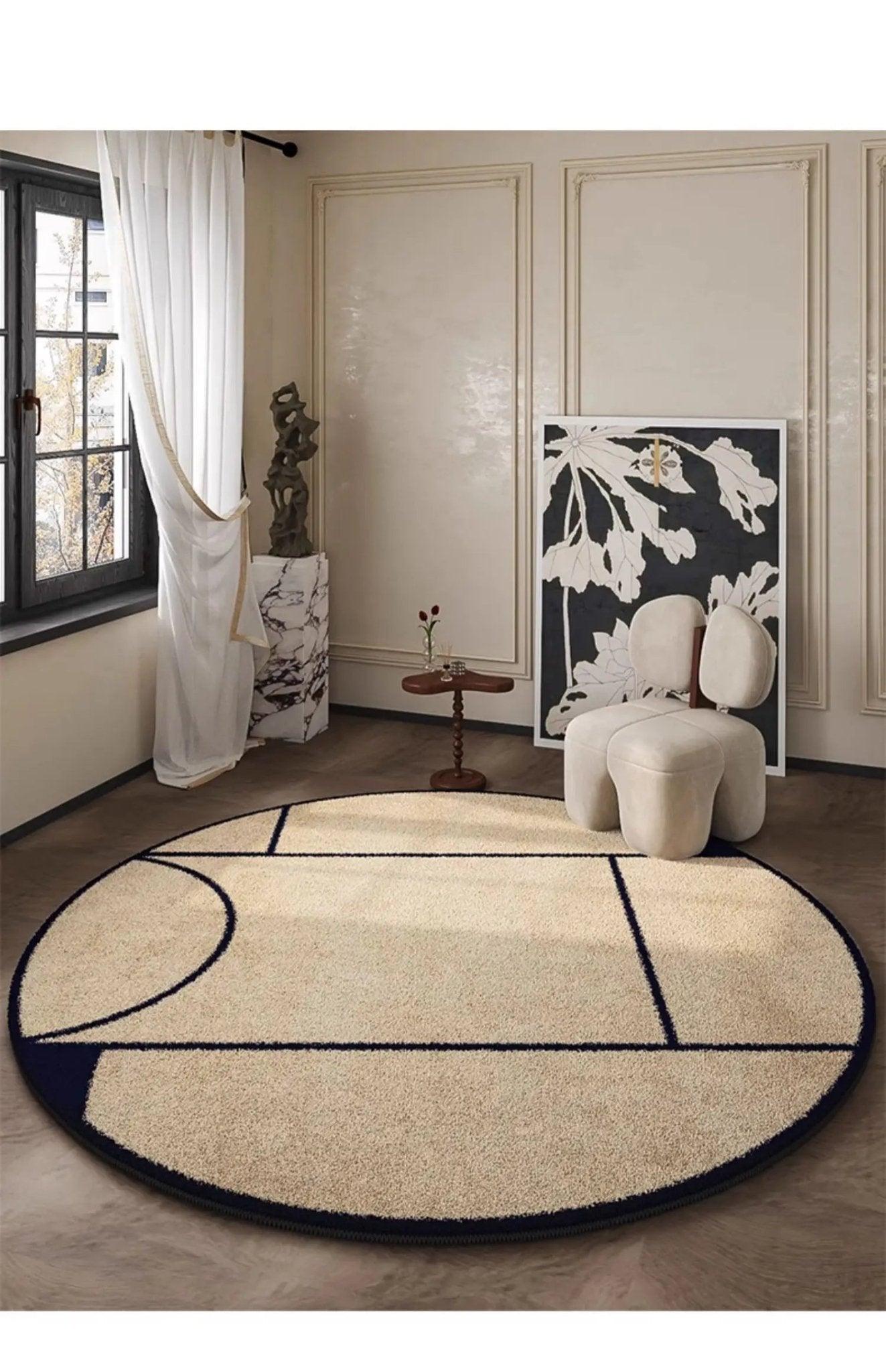 LunaWeave | Round Rug for Home | Luxurious French Style Rug |Soft, Elegant & Easy to Care For