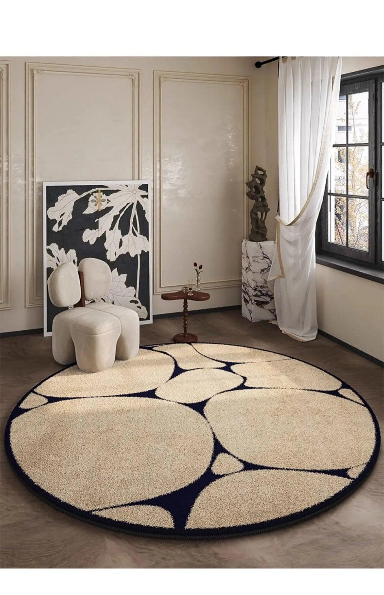 LunaWeave | Round Rug for Home | Luxurious French Style Rug |Soft, Elegant & Easy to Care For
