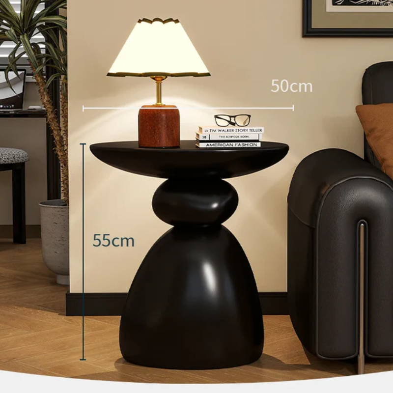 Caldero Luxe Stone Sculptural Side Table | Modern Resin Accent Table | Nordic Light Luxury Decorative Coffee Table