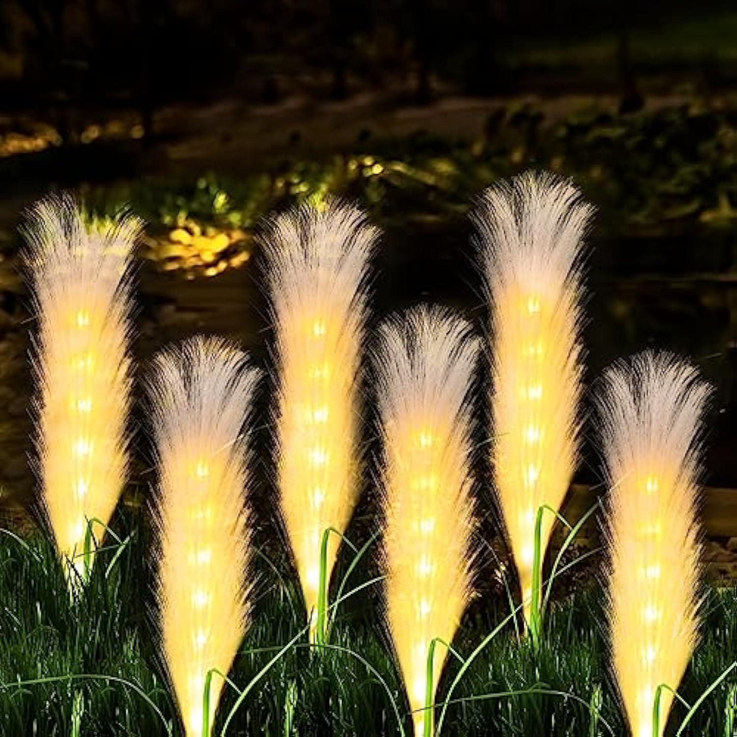 Fiber Reed Solar Outdoor Lamp | Sustainable Synthetic Fiber & Aluminum | IP65 Waterproof | Warm LED Lighting | Garden & Patio Decor
