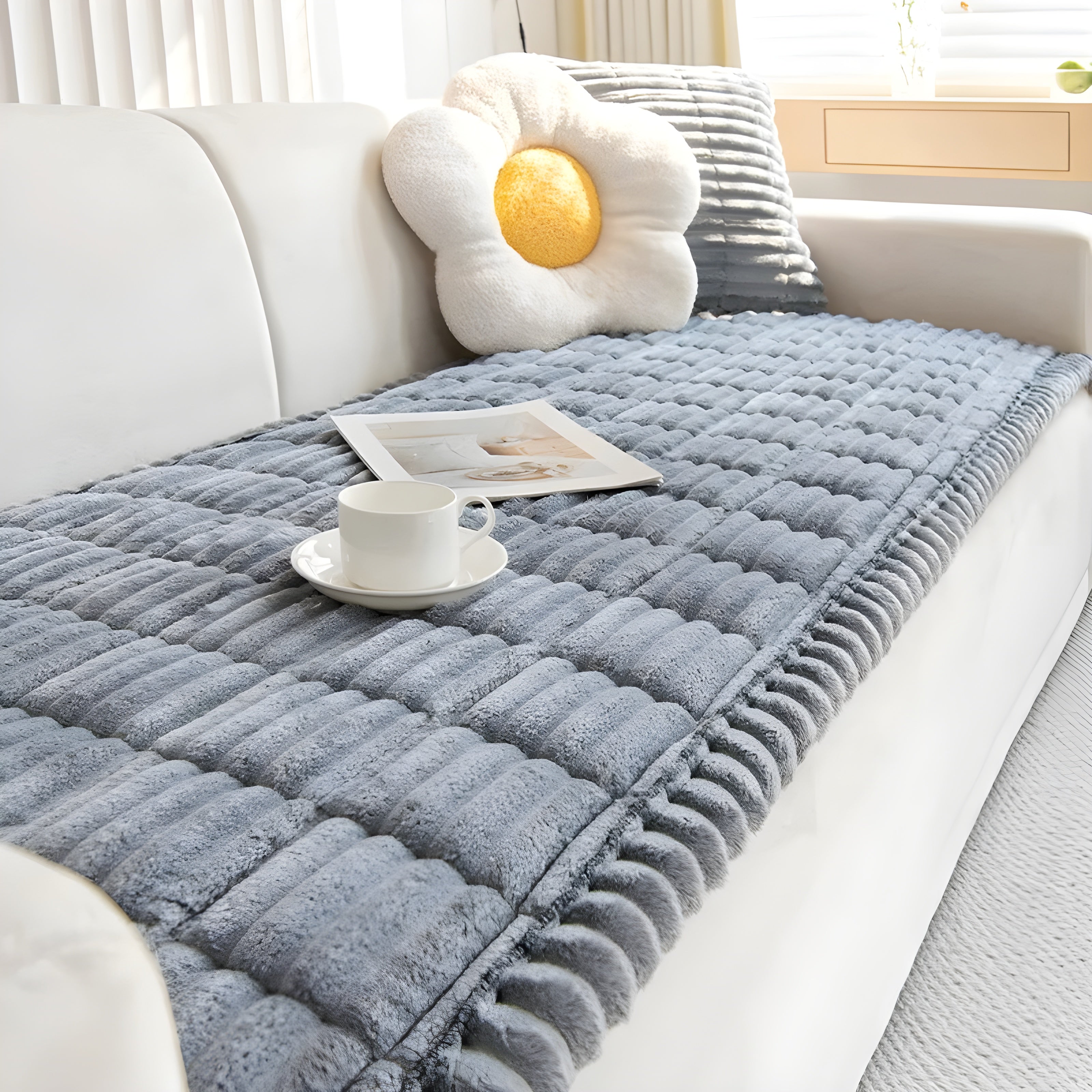 RibCover Classic | Non-slip Sofa Cover Made of Textured Fabric