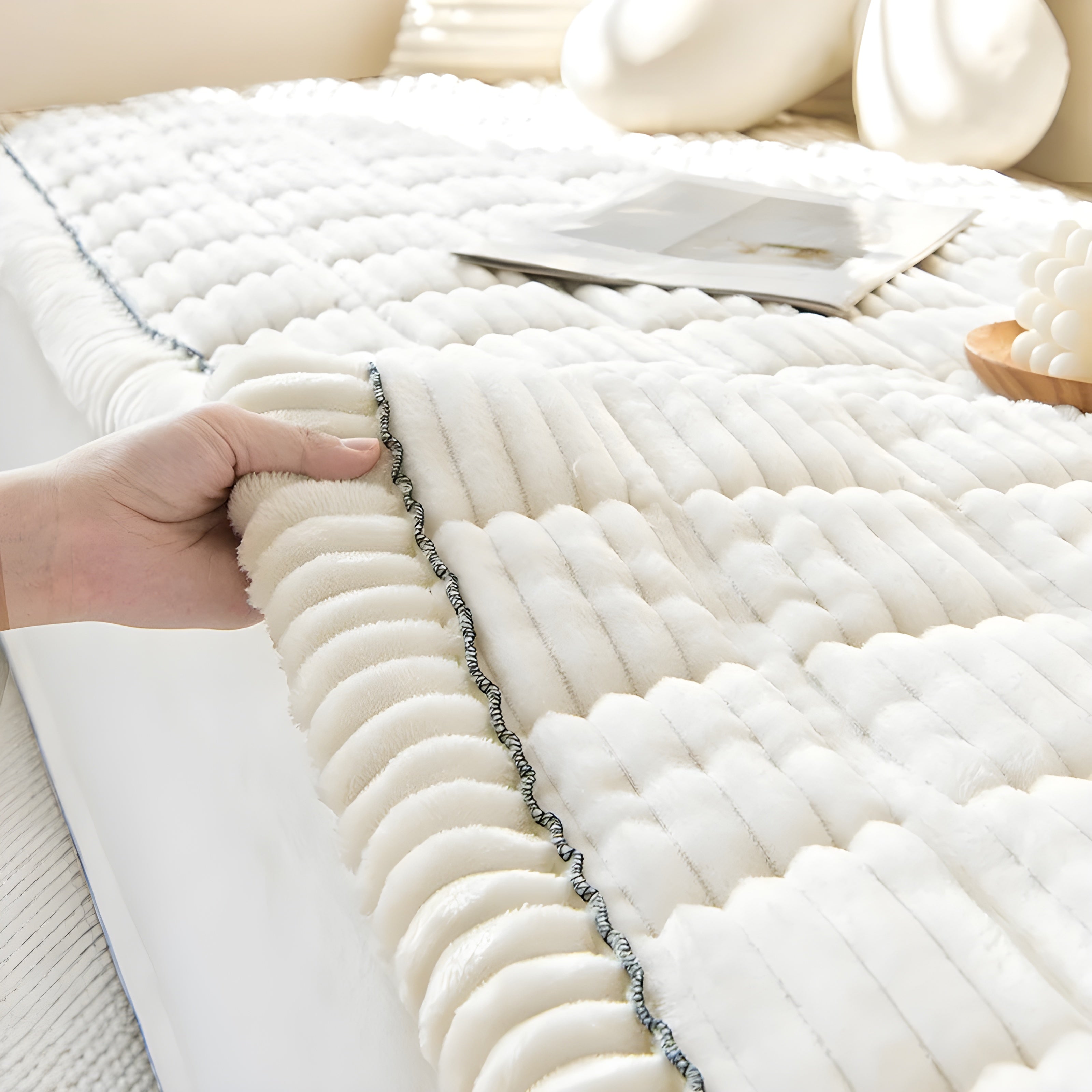 RibCover Classic | Non-slip Sofa Cover Made of Textured Fabric