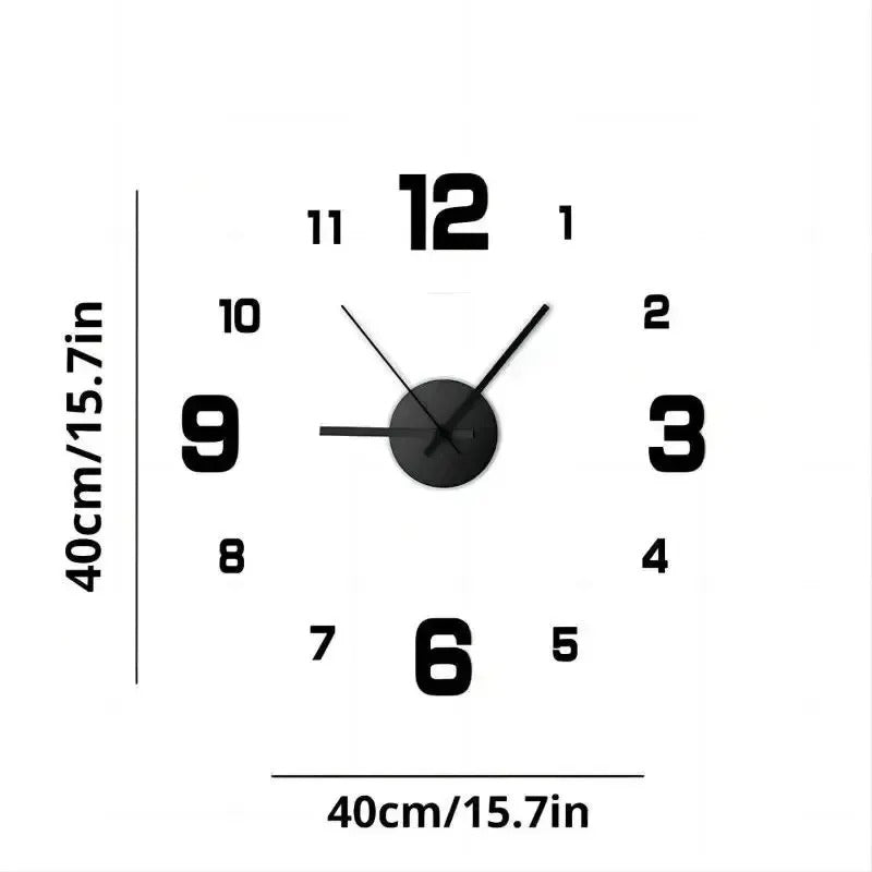 3D Wall Clock Frameless DIY | Timovia Minimalist Large Wall Clock Adjustable Size 40cm | Silent Quartz Modern Wall Decor | Living Room Office