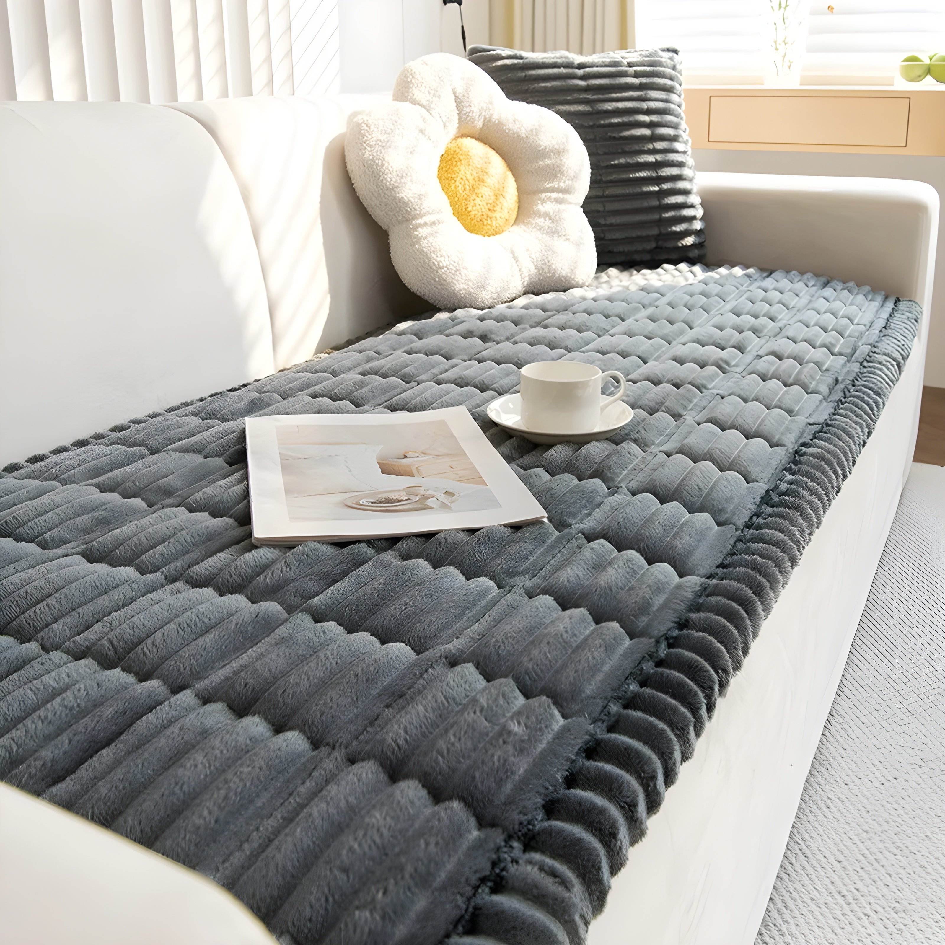 RibCover Classic | Non-slip Sofa Cover Made of Textured Fabric