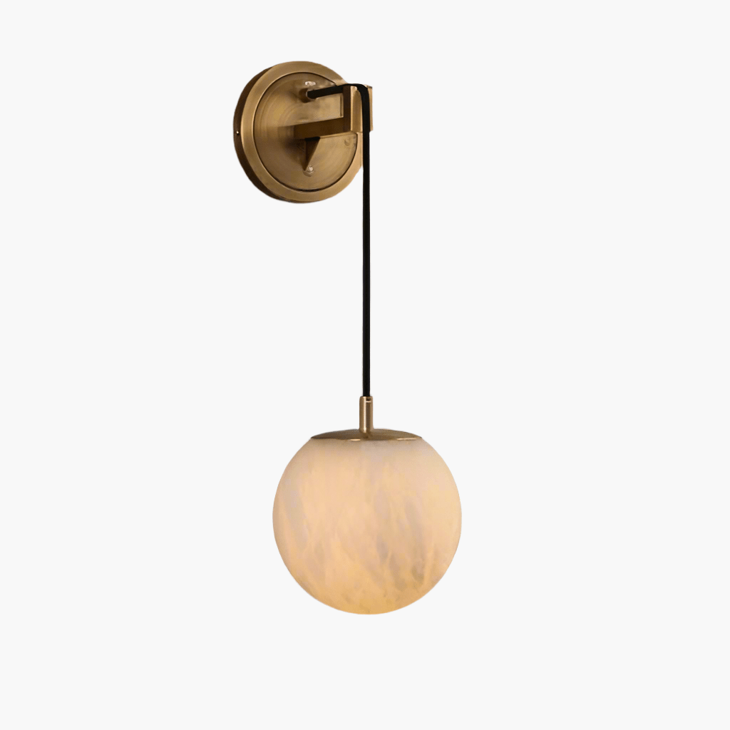 Marbell Minimalist Wall Lamp Marble Copper | E27 LED | Modern Ambient Wall Lighting | Bedroom Hallway Reading Light