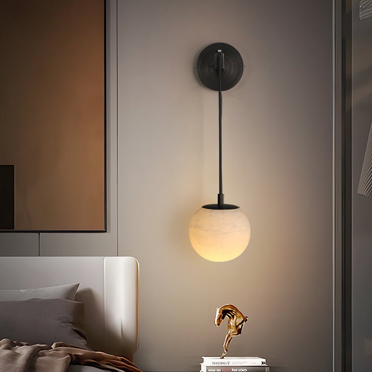 Marbell Minimalist Wall Lamp Marble Copper | E27 LED | Modern Ambient Wall Lighting | Bedroom Hallway Reading Light