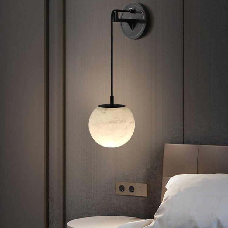 Marbell Minimalist Wall Lamp Marble Copper | E27 LED | Modern Ambient Wall Lighting | Bedroom Hallway Reading Light