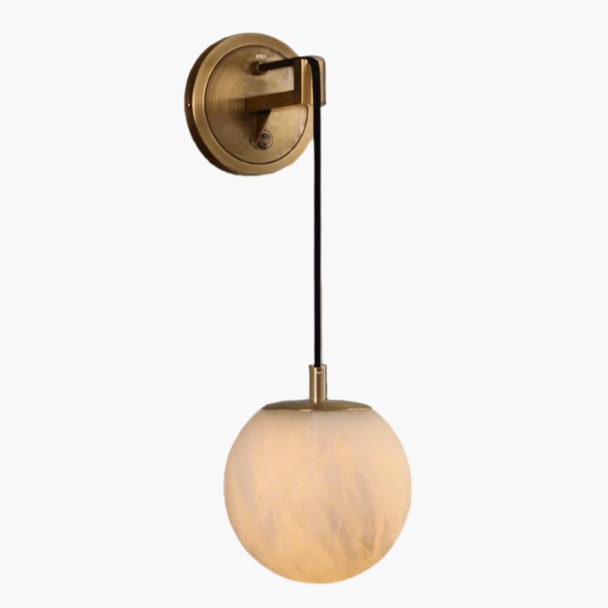 Marbell Minimalist Wall Lamp Marble Copper | E27 LED | Modern Ambient Wall Lighting | Bedroom Hallway Reading Light