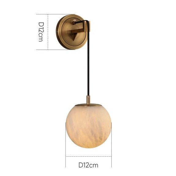 Marbell Minimalist Wall Lamp Marble Copper | E27 LED | Modern Ambient Wall Lighting | Bedroom Hallway Reading Light