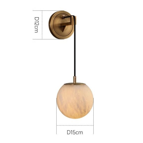 Marbell Minimalist Wall Lamp Marble Copper | E27 LED | Modern Ambient Wall Lighting | Bedroom Hallway Reading Light