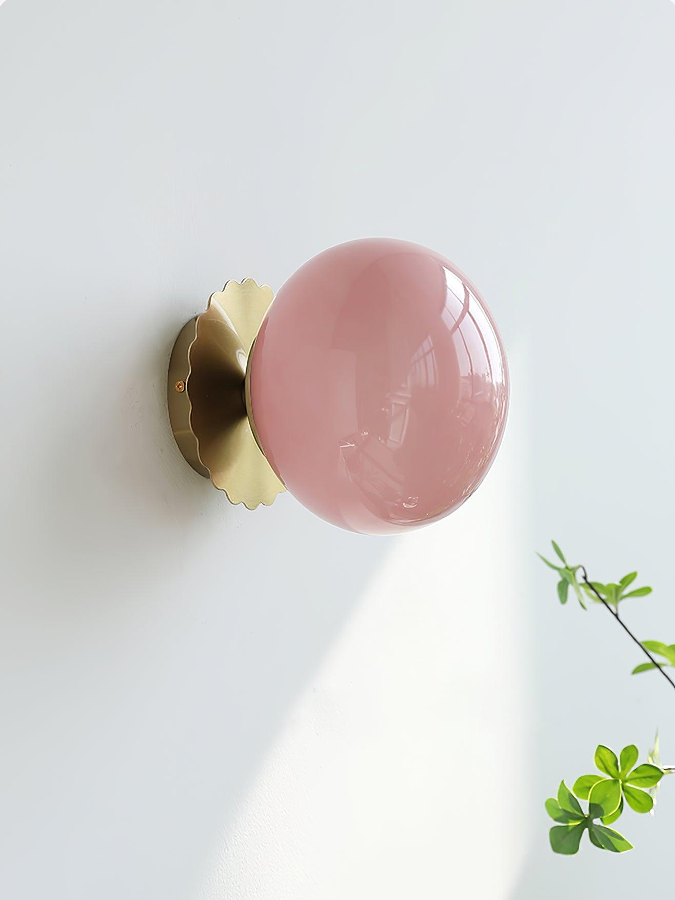 Marshmallow Wall Lamp Pink Glass | Modern Wall Light | Metal Frame | E26 E27 LED Compatible | Decorative Indoor Lighting
