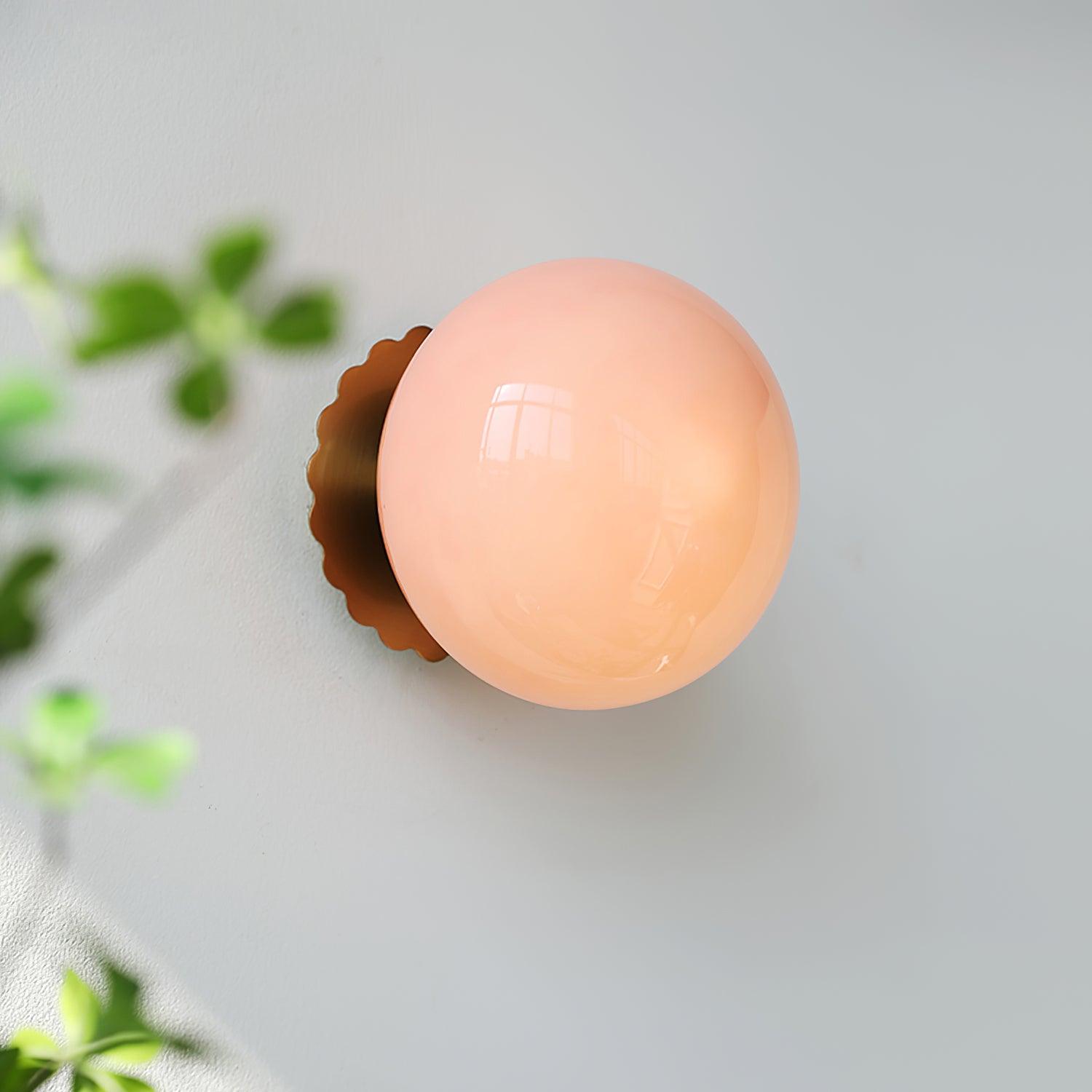 Marshmallow Wall Lamp Pink Glass | Modern Wall Light | Metal Frame | E26 E27 LED Compatible | Decorative Indoor Lighting