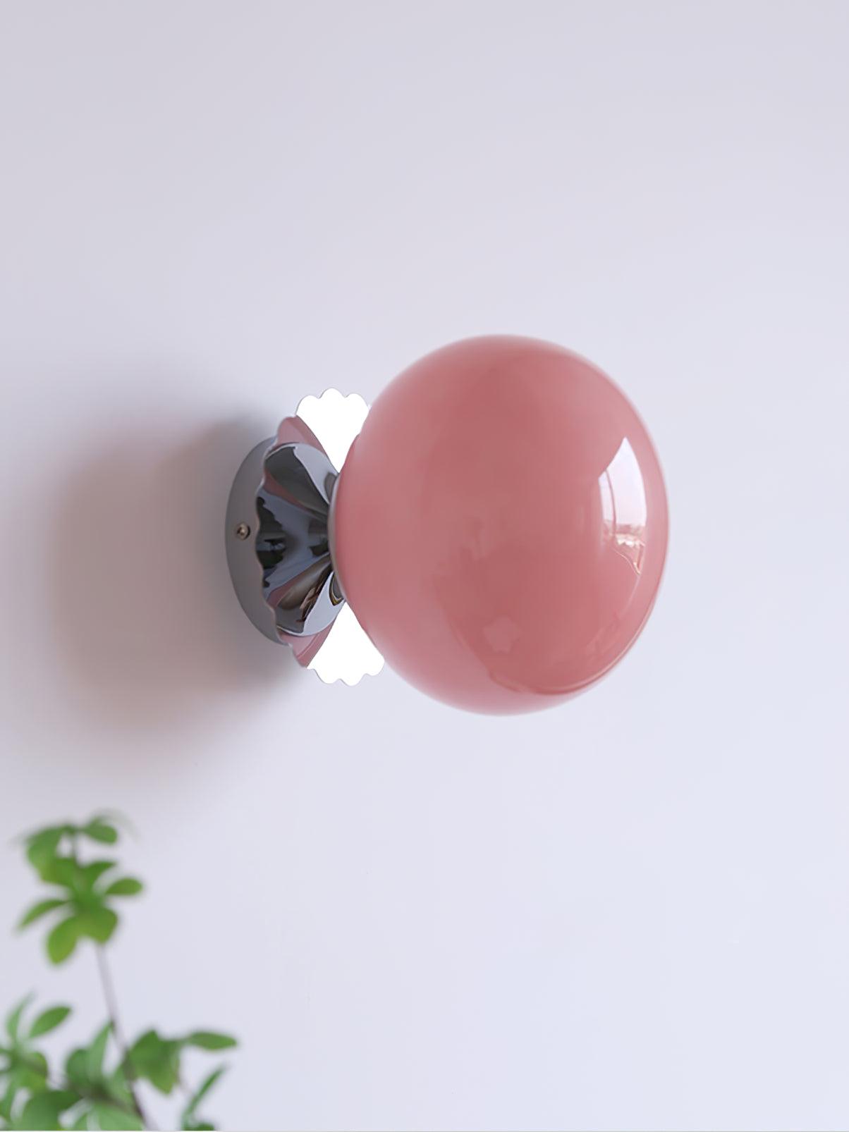 Marshmallow Wall Lamp Pink Glass | Modern Wall Light | Metal Frame | E26 E27 LED Compatible | Decorative Indoor Lighting