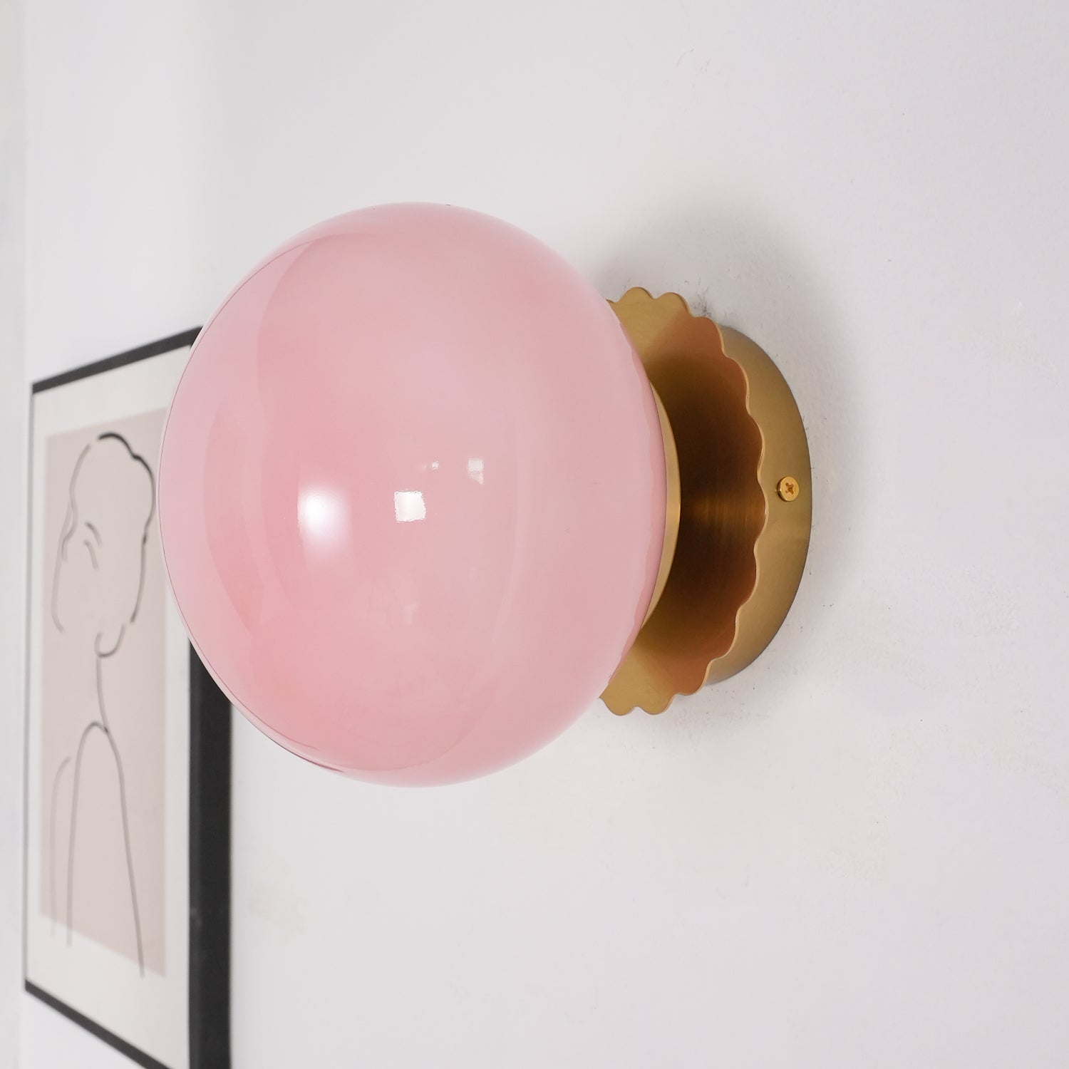 Marshmallow Wall Lamp Pink Glass | Modern Wall Light | Metal Frame | E26 E27 LED Compatible | Decorative Indoor Lighting