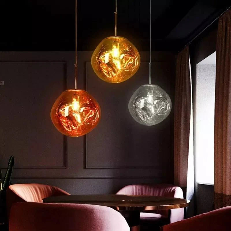 Melt Pendant Lamp Modern Artistic Design | Reflective Finish Hanging Light | E27 Max 40W | Silver Gold Red Smoke Options
