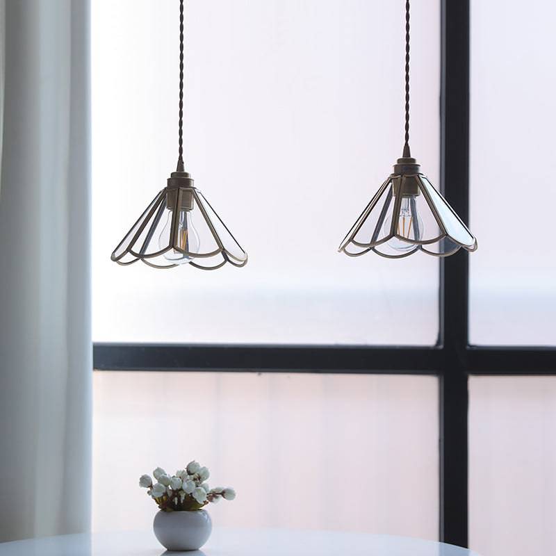 Brass Glass Pendant Light Classic Design | Clear Glass Hanging Lamp | Twisted Fabric Cord | E26 E27 60W | Elegant Ceiling Lighting