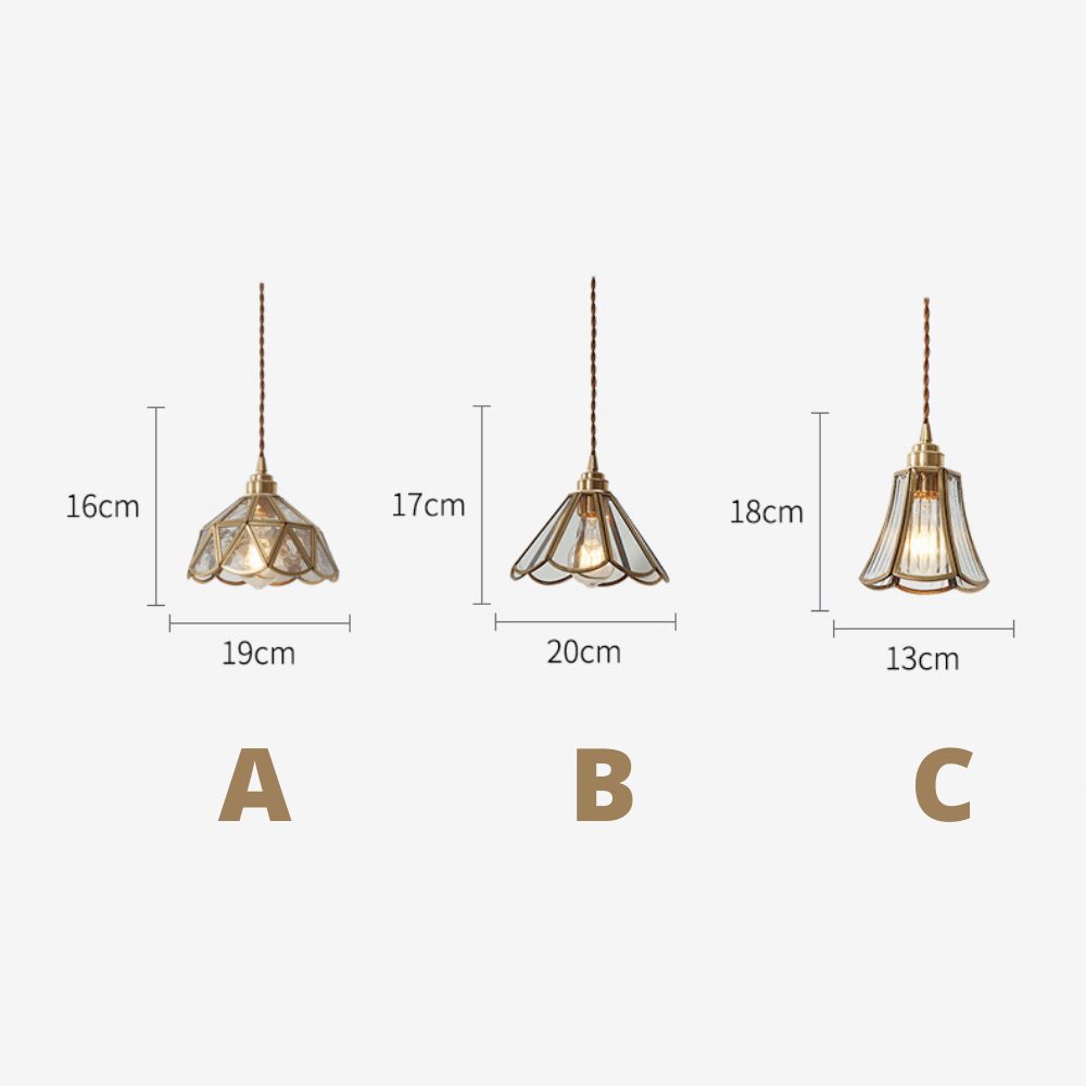 Brass Glass Pendant Light Classic Design | Clear Glass Hanging Lamp | Twisted Fabric Cord | E26 E27 60W | Elegant Ceiling Lighting