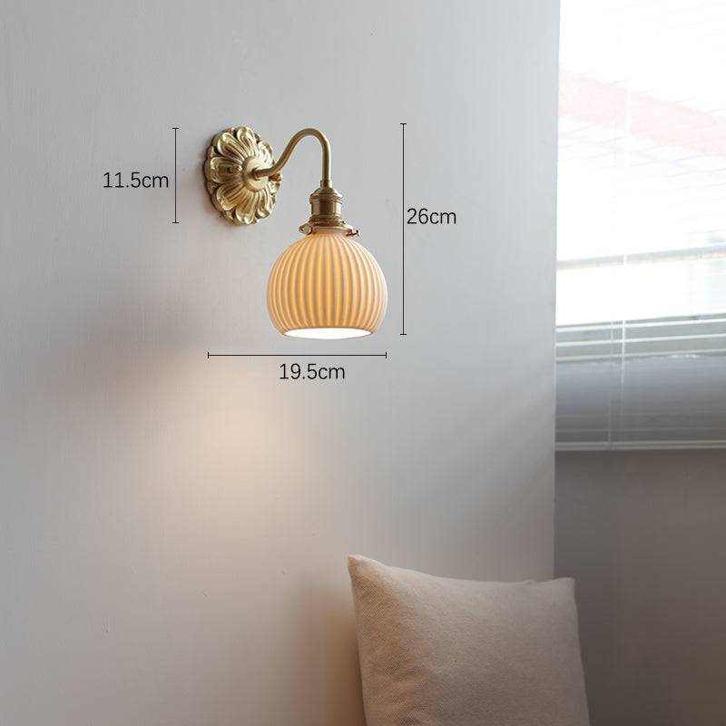 Brass Ceramic Wall Lamp | White Ceramic Shade with Antique Brass Finish | E26/E27 LED Compatible | Classic Elegant Lighting