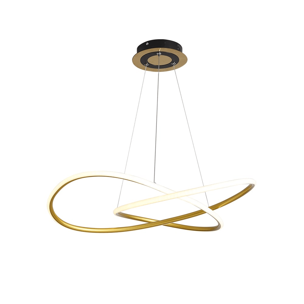 Minimalist Gold Circle Pendant Lamp LED | Modern Ring Ceiling Light | Iron Aluminum Silica | 56W Integrated LED | 57cm