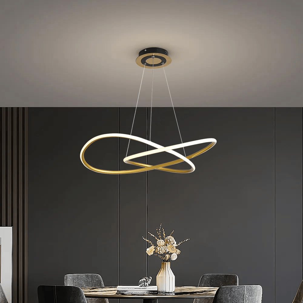 Minimalist Gold Circle Pendant Lamp LED | Modern Ring Ceiling Light | Iron Aluminum Silica | 56W Integrated LED | 57cm