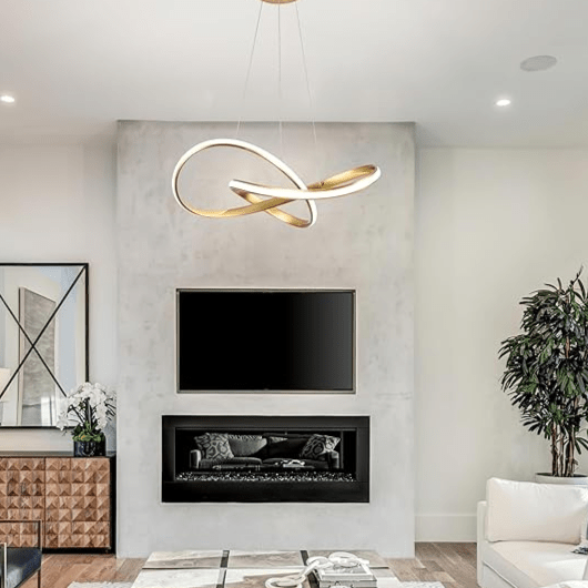 Minimalist Gold Circle Pendant Lamp LED | Modern Ring Ceiling Light | Iron Aluminum Silica | 56W Integrated LED | 57cm