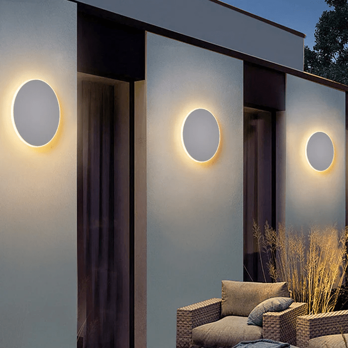 Minimalist Round LED Wall Light Outdoor | Waterproof IP65 | Stainless Steel Acrylic | Modern Exterior Wall Lamp | White Black