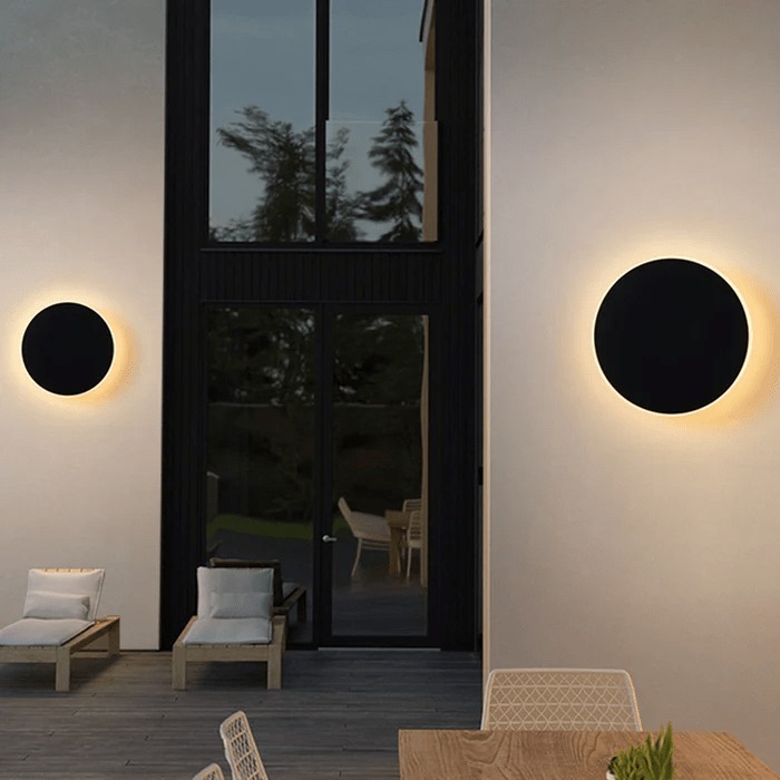 Minimalist Round LED Wall Light Outdoor | Waterproof IP65 | Stainless Steel Acrylic | Modern Exterior Wall Lamp | White Black