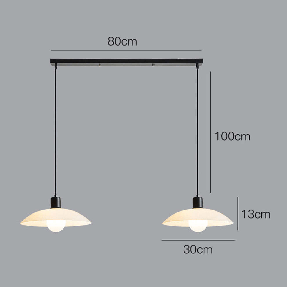 Minimalist White Disc Glass Pendant Lamp | Modern Ceiling Light | Iron Frame | E27 Socket | Linear & Round Sizes