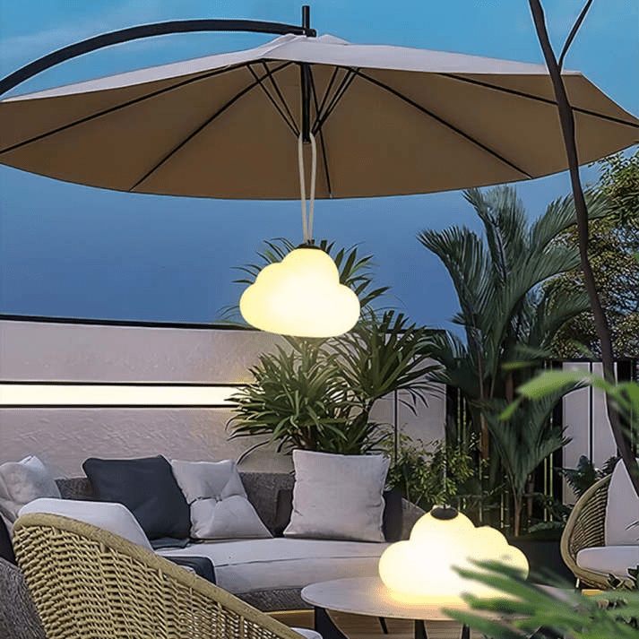 Minori Cloud LED Pendant Lamp Outdoor IP65 | Milk White Acrylic Metal Light | SMD Warm White Hanging Lamp | Garden Patio Lighting
