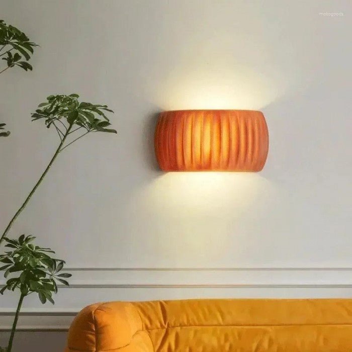 Modern Art Deco Resin Ribbed Wall Lamp | Scandinavian Design | G9 10W Wall Light | White Green Orange | Indoor Ambient Lighting