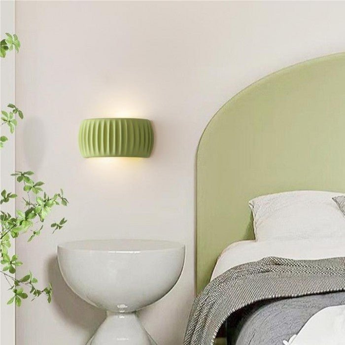 Modern Art Deco Resin Ribbed Wall Lamp | Scandinavian Design | G9 10W Wall Light | White Green Orange | Indoor Ambient Lighting