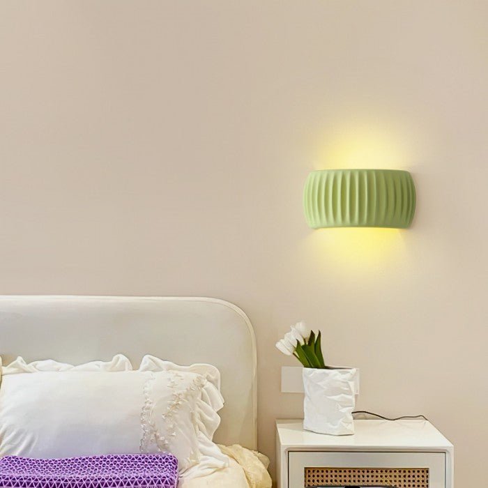 Modern Art Deco Resin Ribbed Wall Lamp | Scandinavian Design | G9 10W Wall Light | White Green Orange | Indoor Ambient Lighting