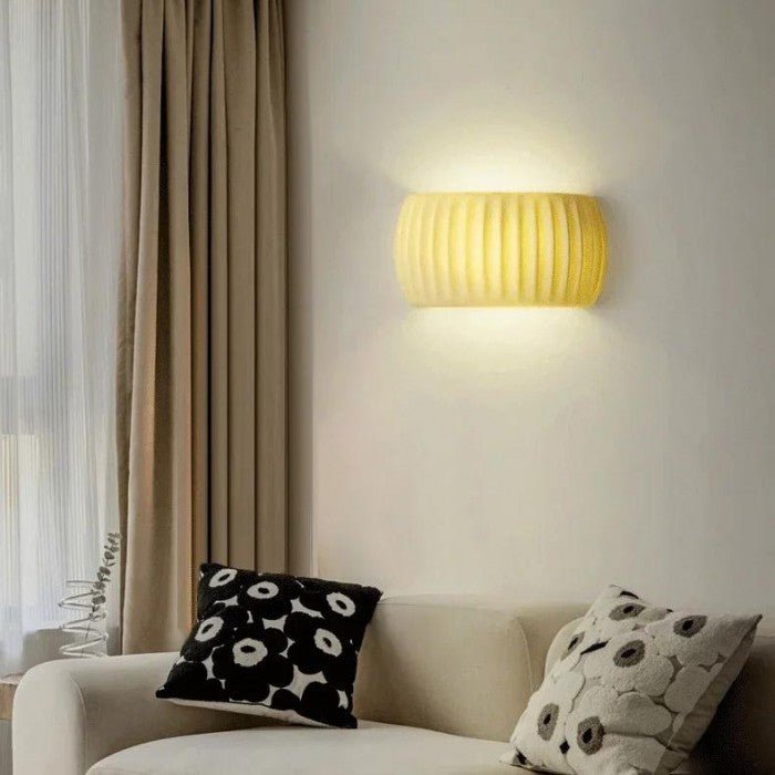 Modern Art Deco Resin Ribbed Wall Lamp | Scandinavian Design | G9 10W Wall Light | White Green Orange | Indoor Ambient Lighting
