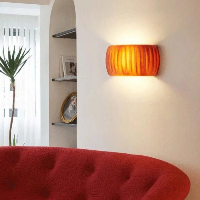 Modern Art Deco Resin Ribbed Wall Lamp | Scandinavian Design | G9 10W Wall Light | White Green Orange | Indoor Ambient Lighting