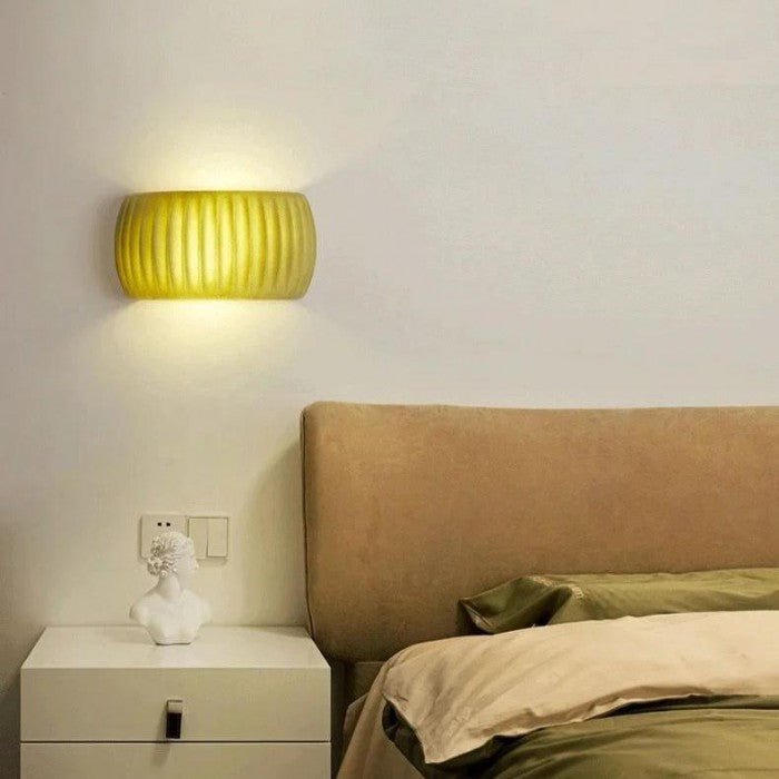 Modern Art Deco Resin Ribbed Wall Lamp | Scandinavian Design | G9 10W Wall Light | White Green Orange | Indoor Ambient Lighting