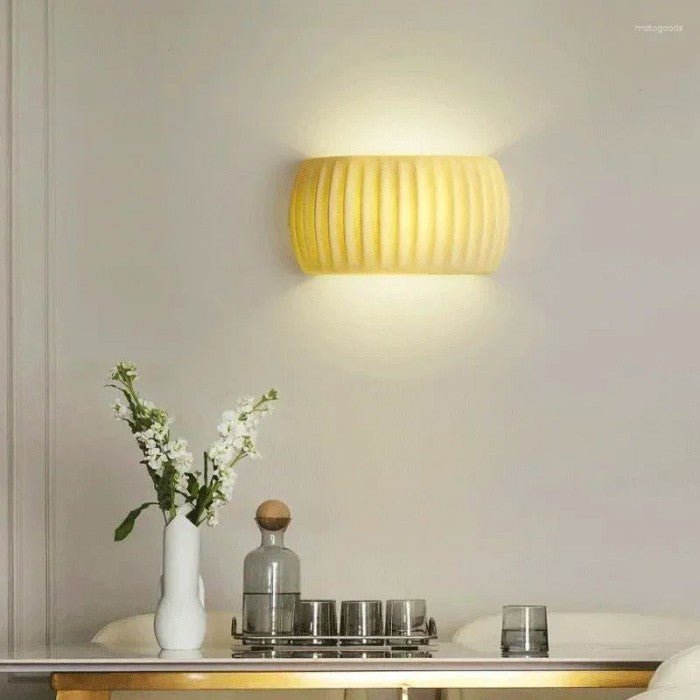 Modern Art Deco Resin Ribbed Wall Lamp | Scandinavian Design | G9 10W Wall Light | White Green Orange | Indoor Ambient Lighting