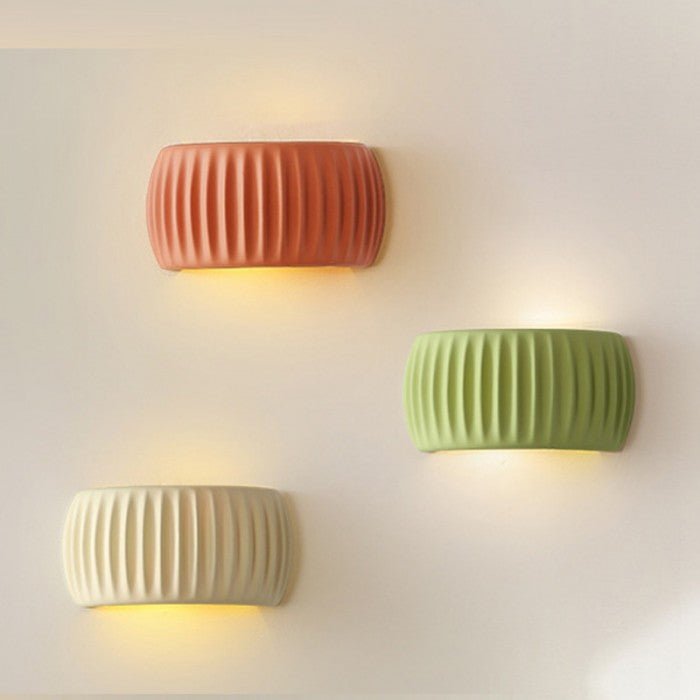 Modern Art Deco Resin Ribbed Wall Lamp | Scandinavian Design | G9 10W Wall Light | White Green Orange | Indoor Ambient Lighting