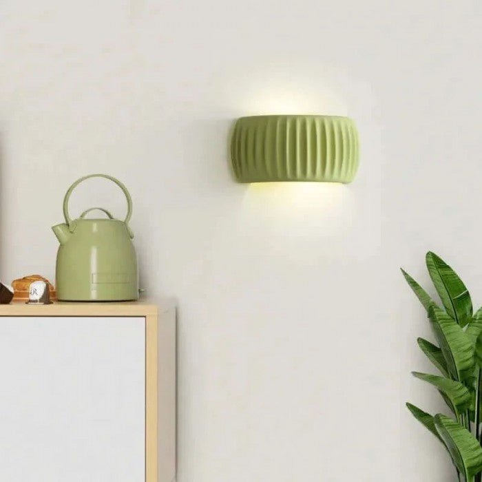 Modern Art Deco Resin Ribbed Wall Lamp | Scandinavian Design | G9 10W Wall Light | White Green Orange | Indoor Ambient Lighting