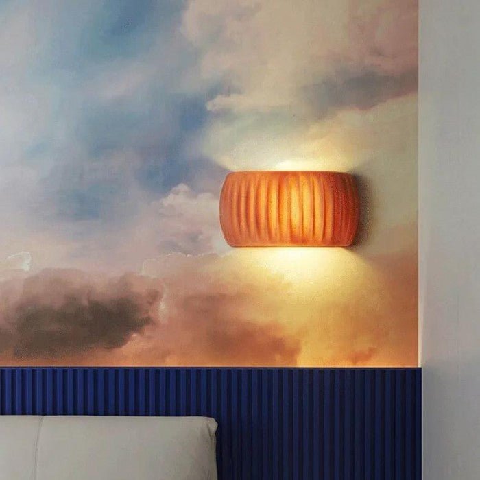 Modern Art Deco Resin Ribbed Wall Lamp | Scandinavian Design | G9 10W Wall Light | White Green Orange | Indoor Ambient Lighting