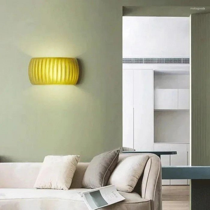Modern Art Deco Resin Ribbed Wall Lamp | Scandinavian Design | G9 10W Wall Light | White Green Orange | Indoor Ambient Lighting