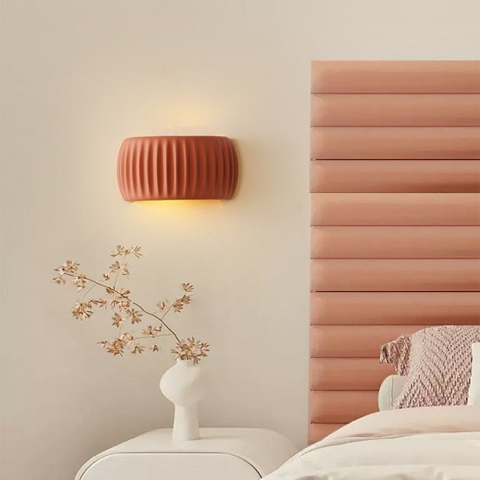 Modern Art Deco Resin Ribbed Wall Lamp | Scandinavian Design | G9 10W Wall Light | White Green Orange | Indoor Ambient Lighting
