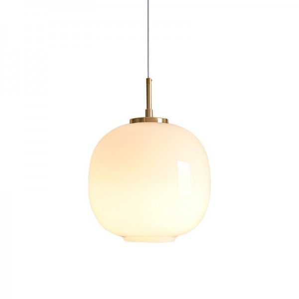 Scandinavian Opal Glass Pendant Lamp E27 | Nordic Lantern Ceiling Light | Minimalist White Glass Hanging Lamp for Living Room & Bedroom
