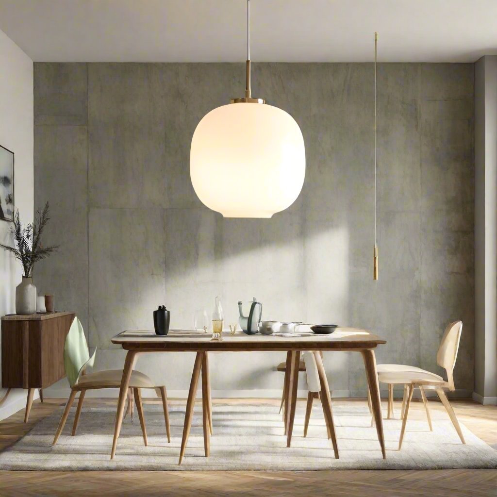 Scandinavian Opal Glass Pendant Lamp E27 | Nordic Lantern Ceiling Light | Minimalist White Glass Hanging Lamp for Living Room & Bedroom