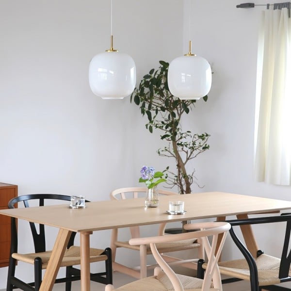 Scandinavian Opal Glass Pendant Lamp E27 | Nordic Lantern Ceiling Light | Minimalist White Glass Hanging Lamp for Living Room & Bedroom