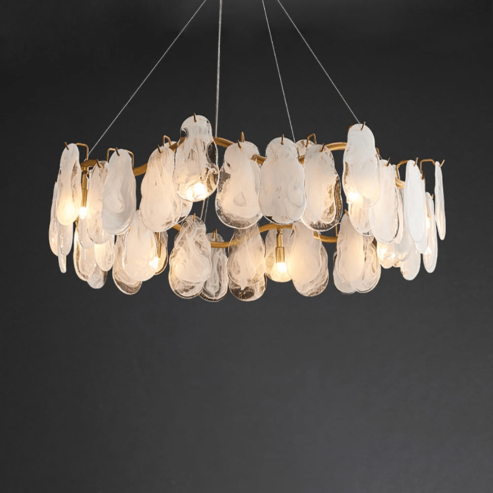Modern 6-Light Glass Chandelier with Clouds and Adjustable Cables