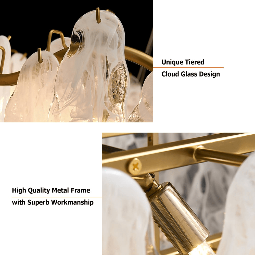 Modern 6-Light Glass Chandelier with Clouds and Adjustable Cables